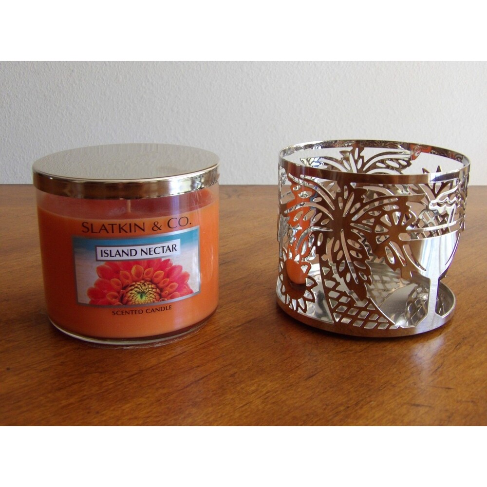 Bath & Body Works Slatkin & Co 3 Wick 14.5 oz Candle ISLAND NECTAR w/ Sleeve